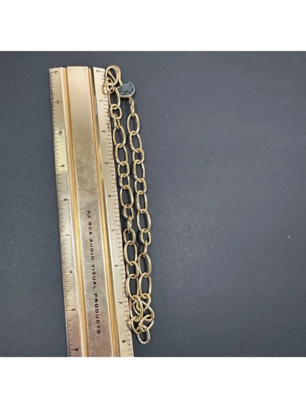 Chan Luu Gold Tone Chunky Chain Link Necklace Labradorite Hook Closure